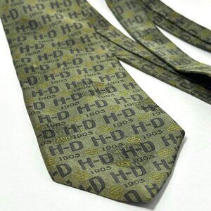 Harley Davidson Motorcycles 100% Silk Neck Tie 59"x4" Green H-D 1903 Pattern